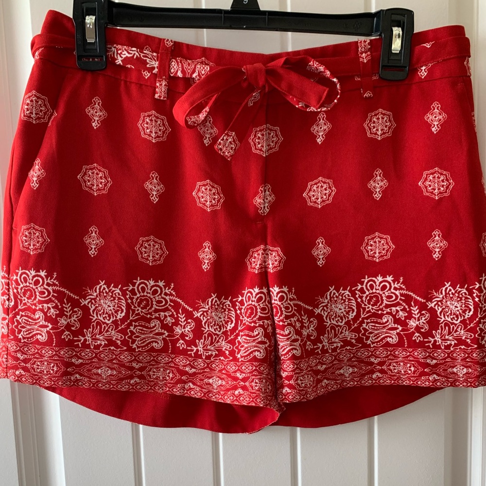 Loft Red Tie Shorts